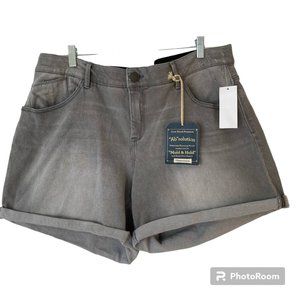 NWT Democracy AB Solutions Mold & Hold Gray Distressed Denim Shorts 20W